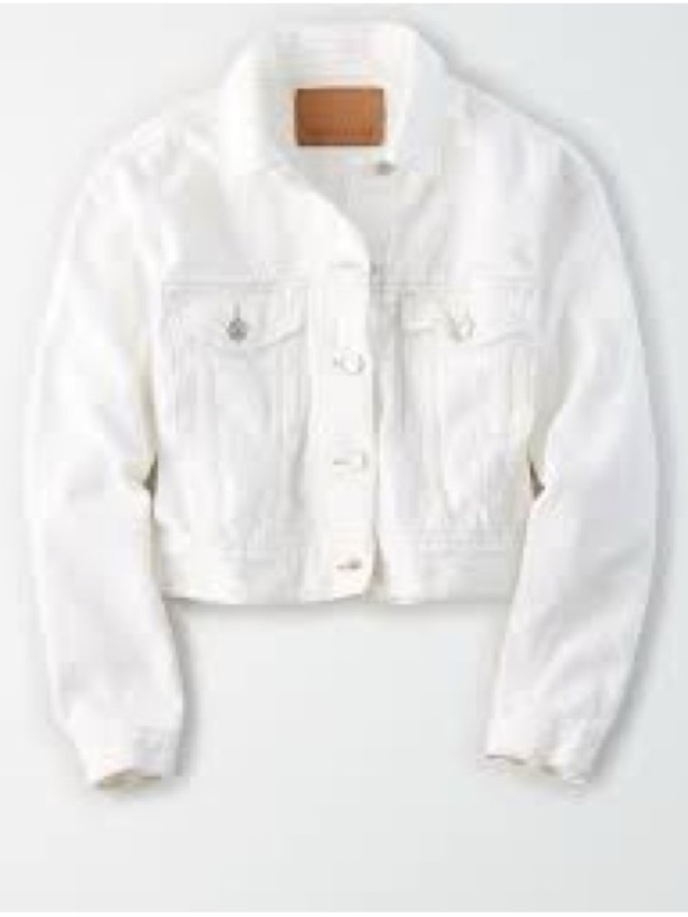 American Eagle Outfitters White Cropped Denim Jacket - Picture 2 of 4
